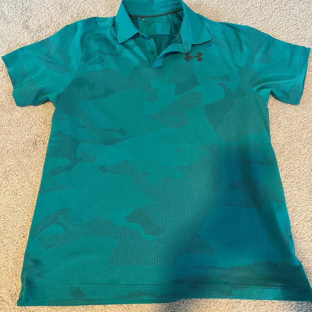 Under Armour teal camo large polo